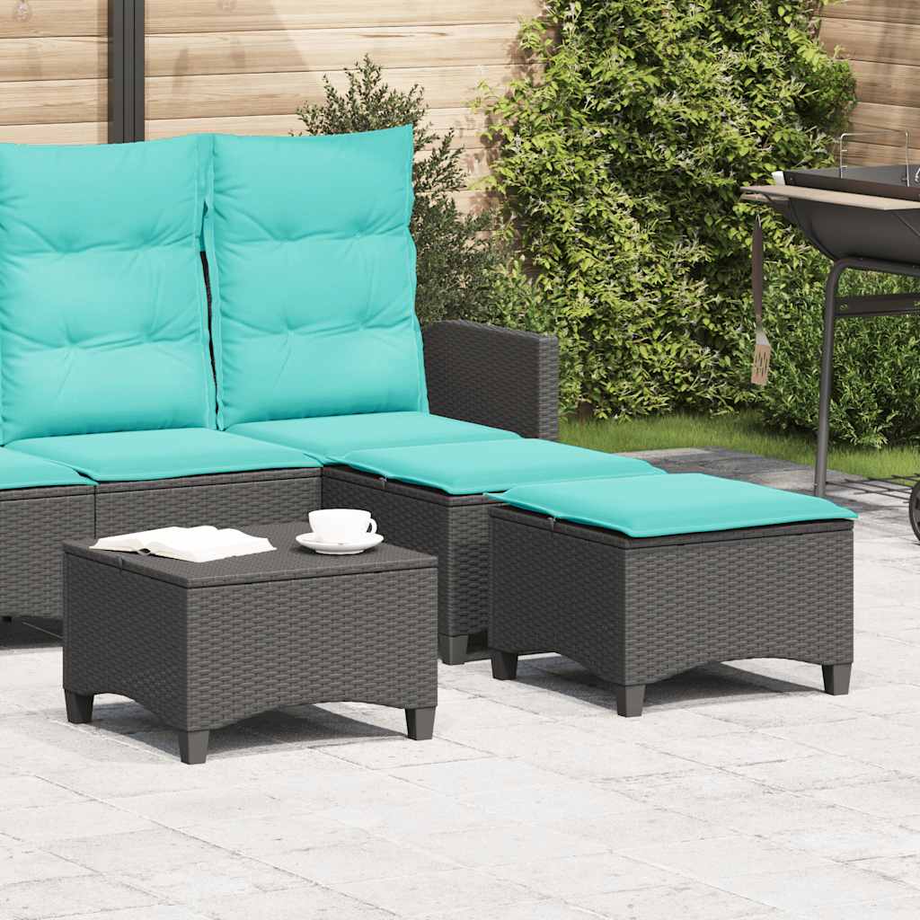 Bancos de jardim com almofadas 2 unid 55x55x36 cm vime PE preto