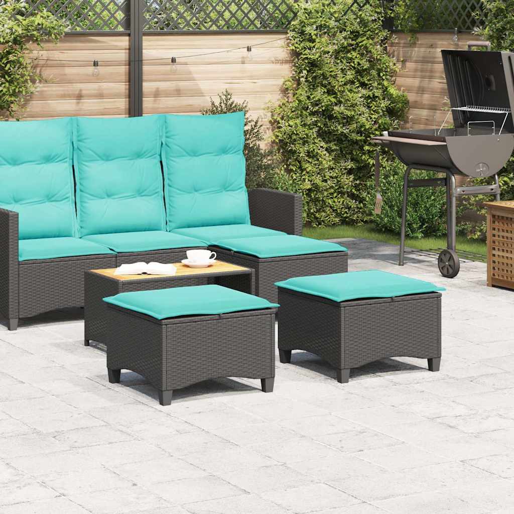 Bancos de jardim com almofadas 2 unid 55x55x36 cm vime PE preto
