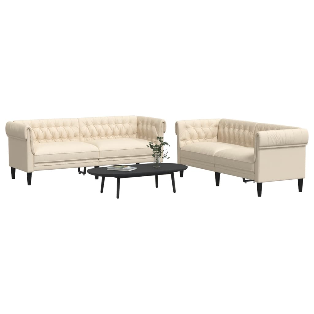 2 Pcs conjunto de sofás tecido cor creme