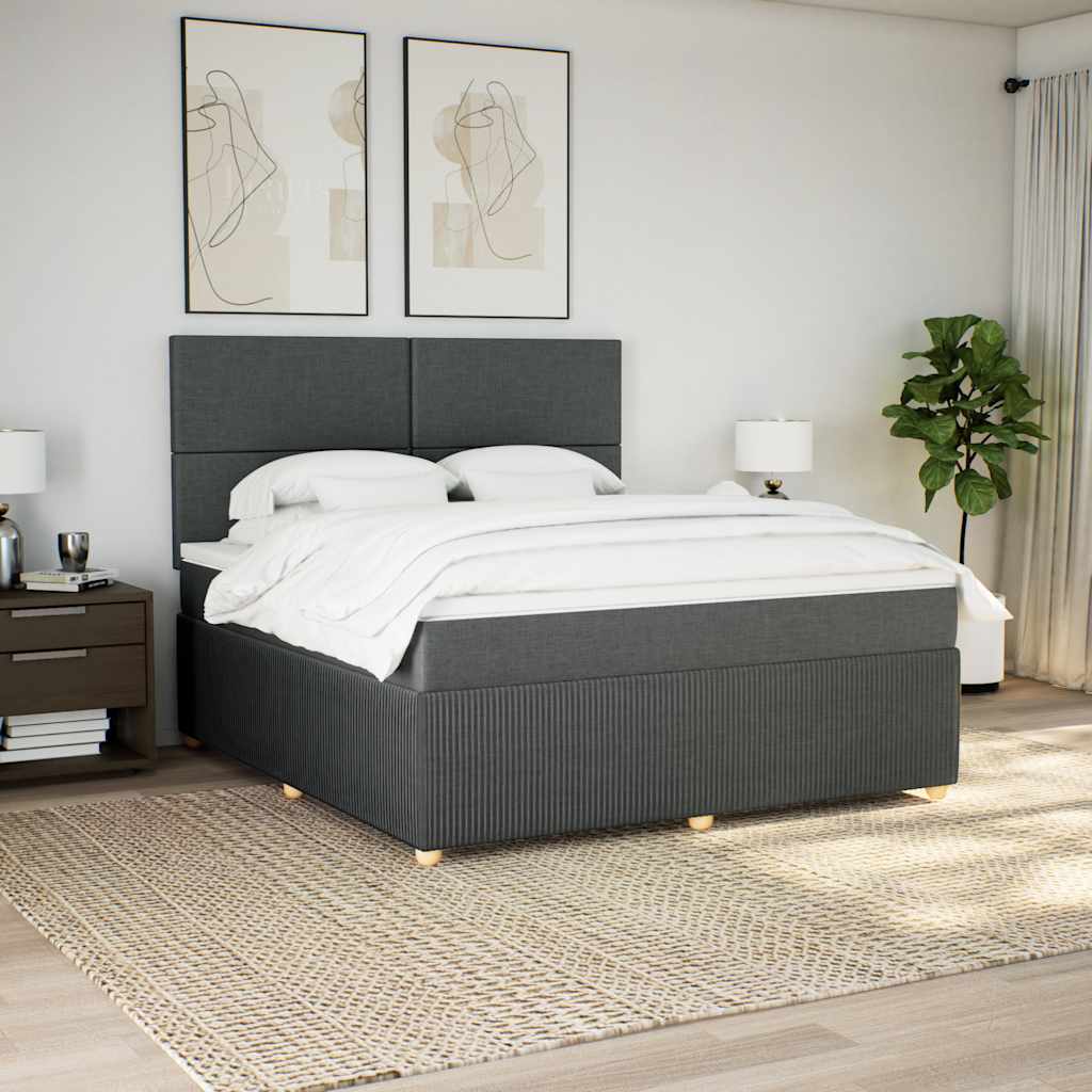 Cama com molas/colchão 180x200 cm tecido cinzento-escuro