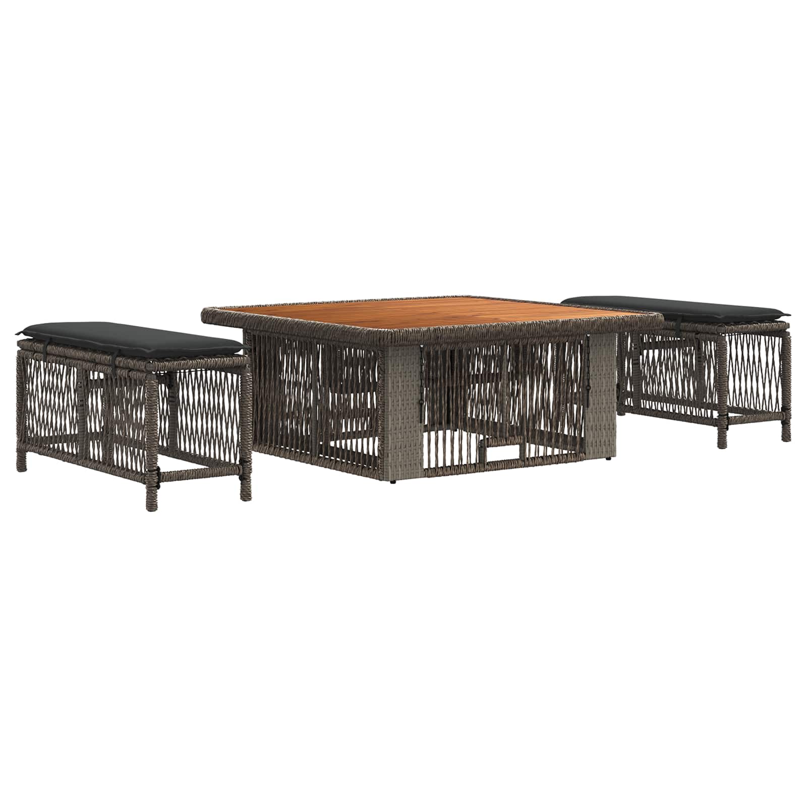 Conjunto de jantar para jardim 3 unid. cinza e cinza escuro
