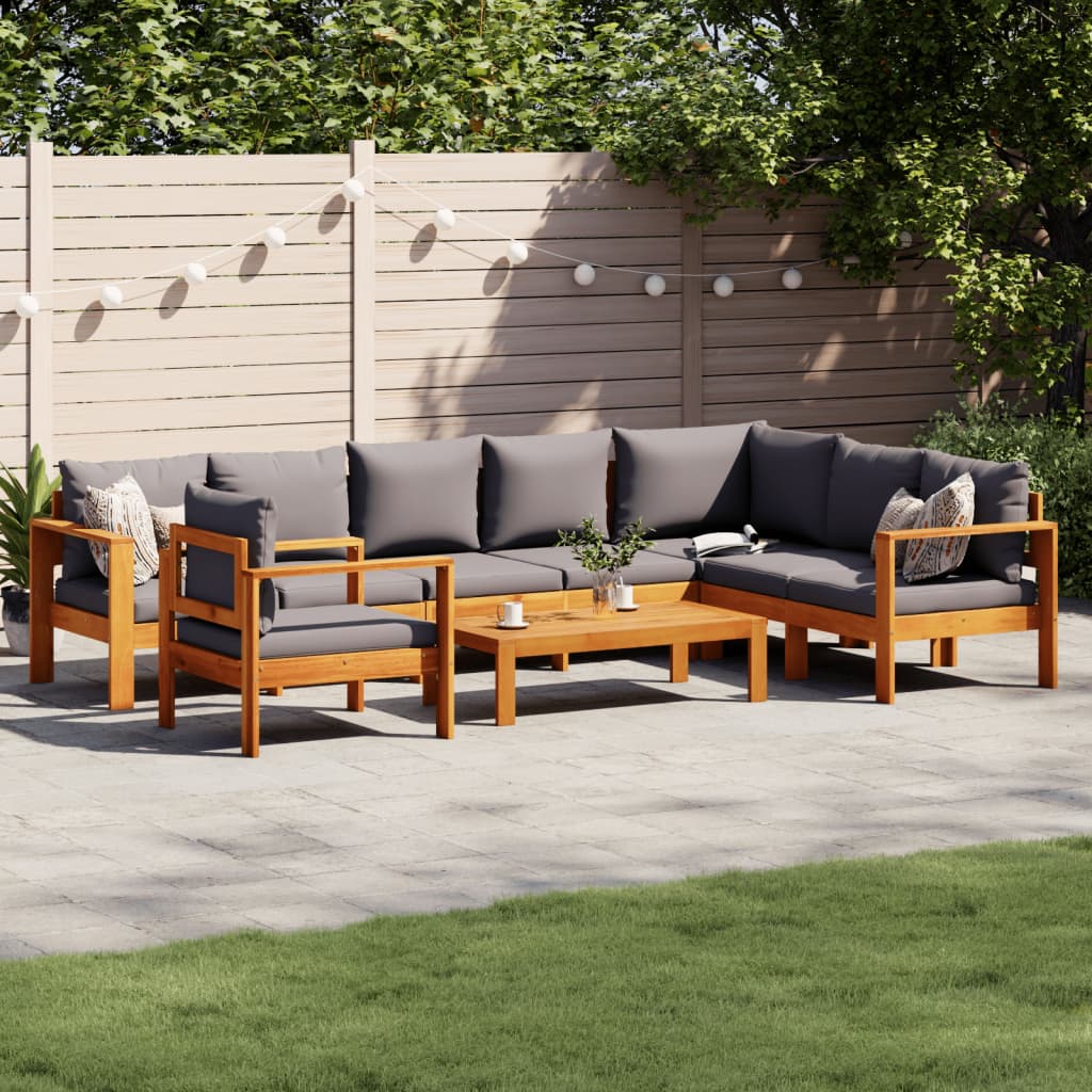 6 Pcs conjunto de sofás de jardim com almofadões acácia maciça