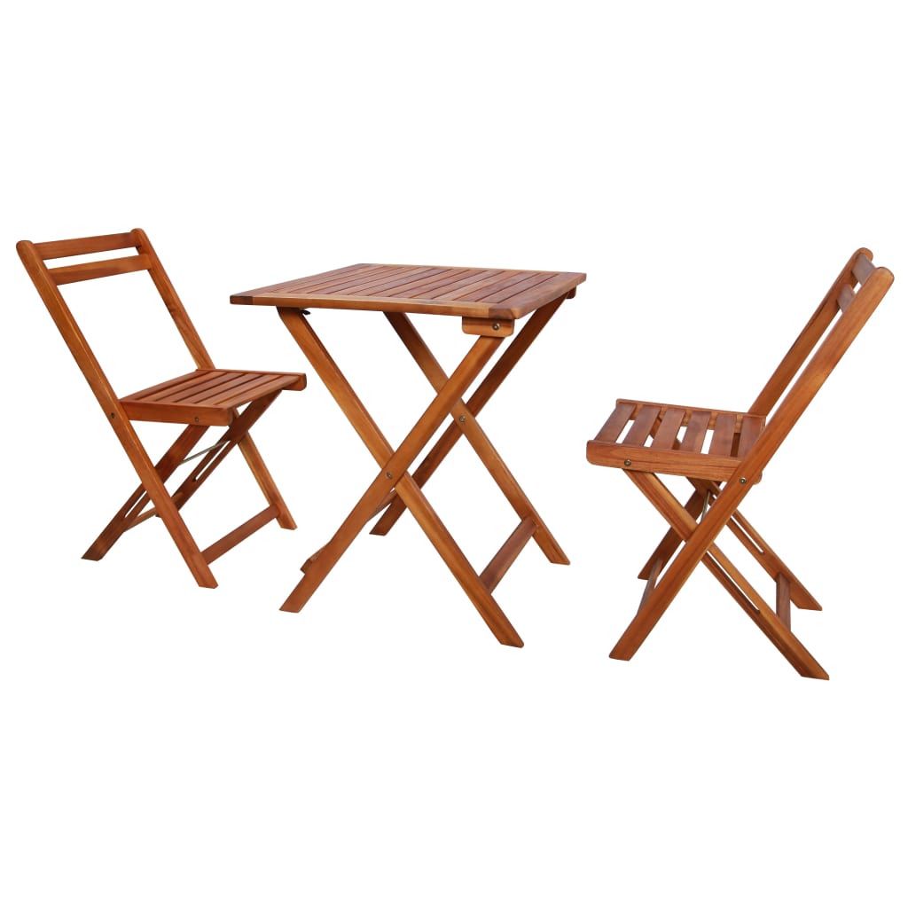 3 Pcs conjunto bistrô dobrável madeira de acácia maciça