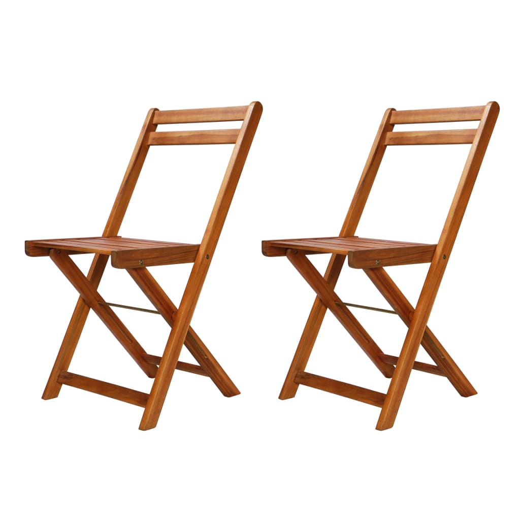 3 Pcs conjunto bistrô dobrável madeira de acácia maciça