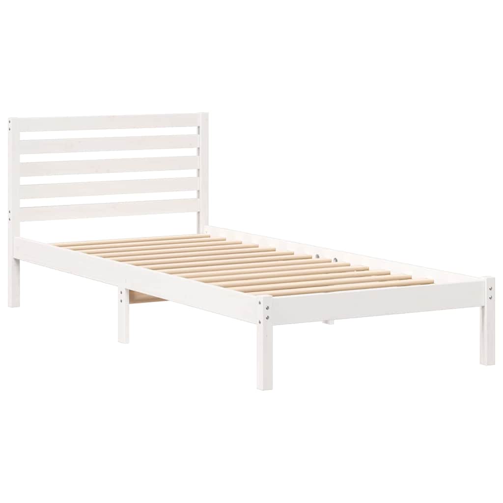 Estrutura da cama branco 90 x 220 cm madeira de pinheiro sólida
