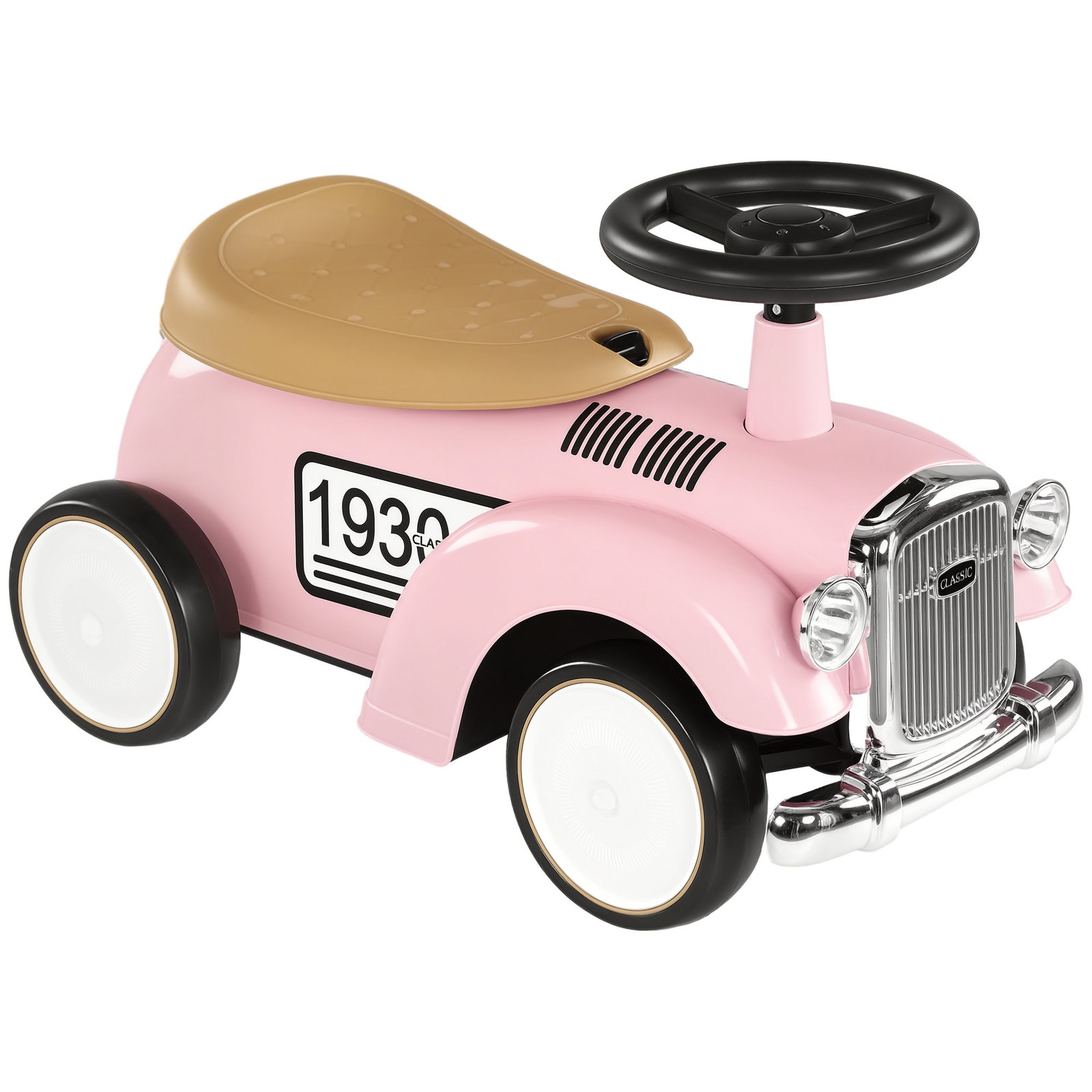 Carro andador para bebé de 12 a 36 meses com buzina compartimento de armazenamento e volante 58x27x35 cm rosa