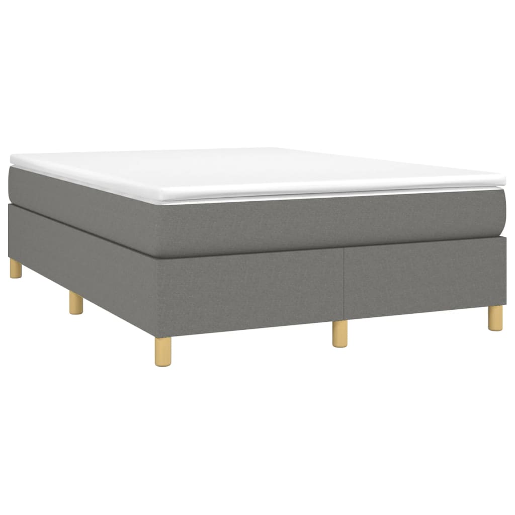 Estrutura de cama com molas 140x190 cm tecido cinzento-escuro