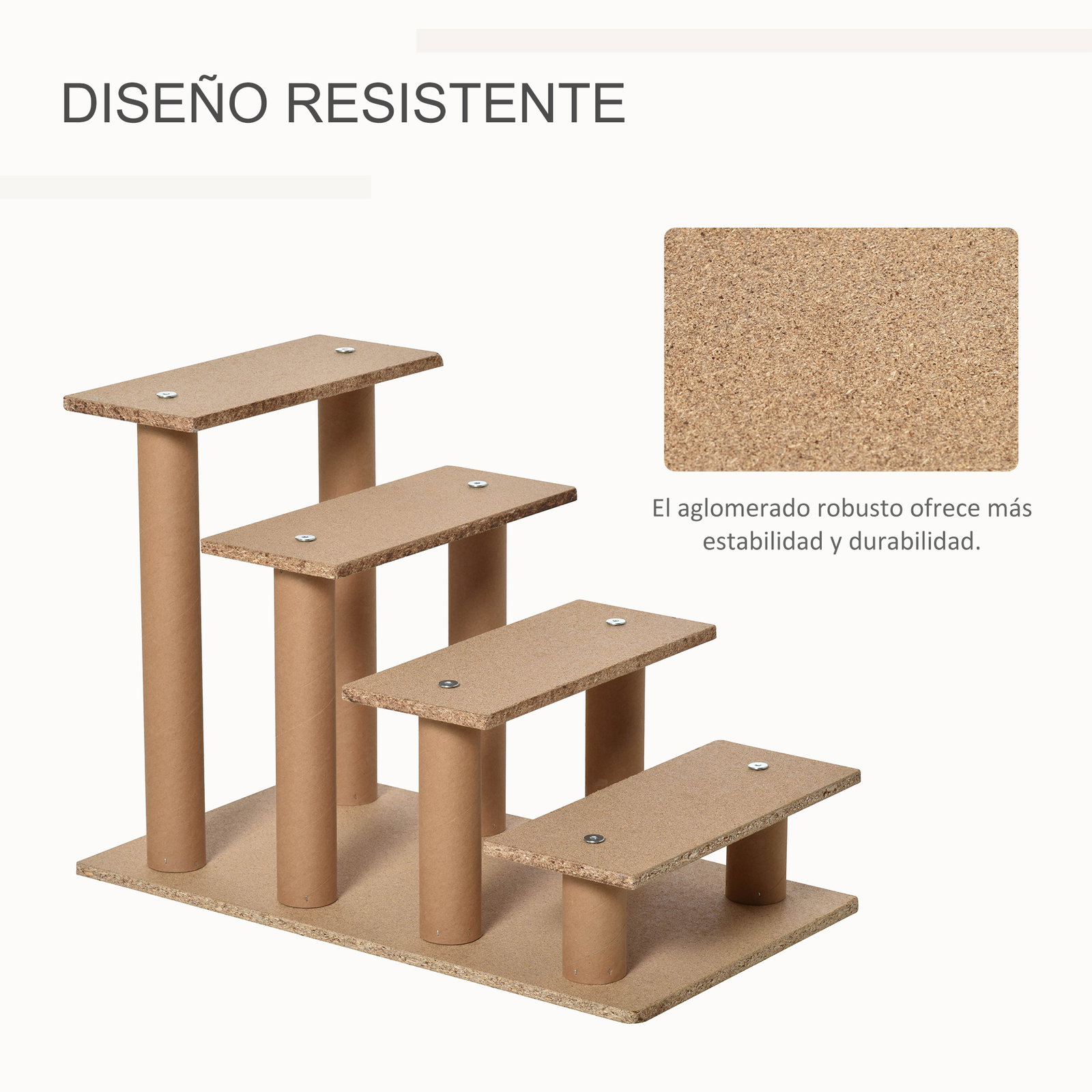Escada para animais de estimação com 4 degraus 2 em 1 com capa removível e lavável escada para cães gatos carga 30kg 60x35x44cm cinza