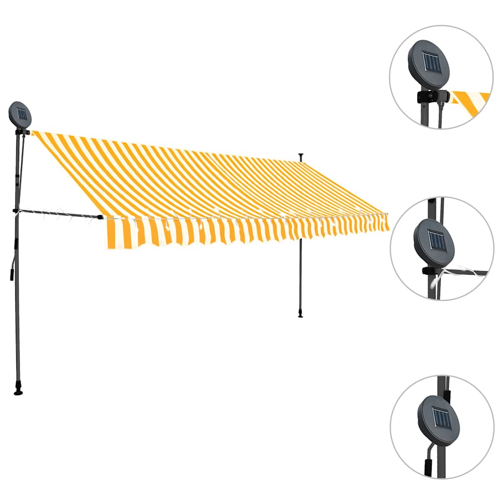 Toldo retrátil manual com LED 350 cm branco e laranja