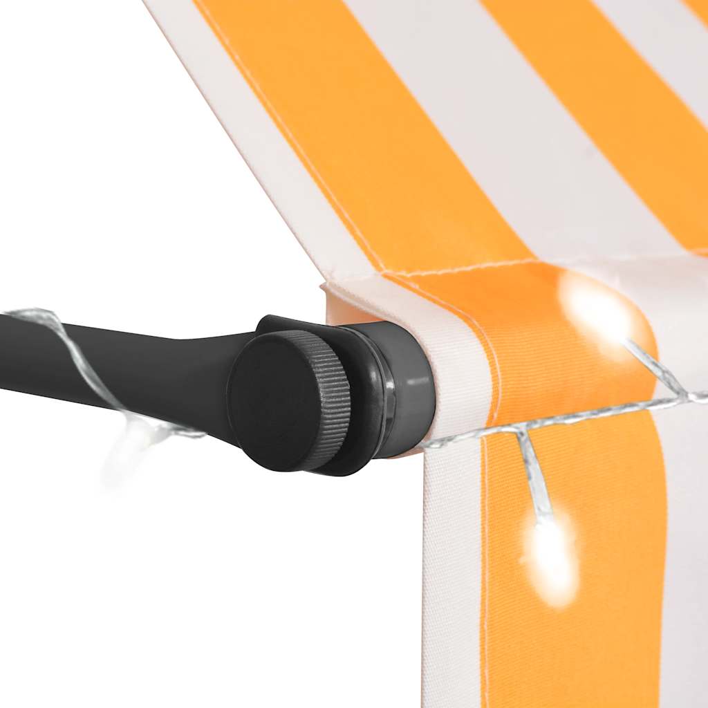 Toldo retrátil manual com LED 350 cm branco e laranja
