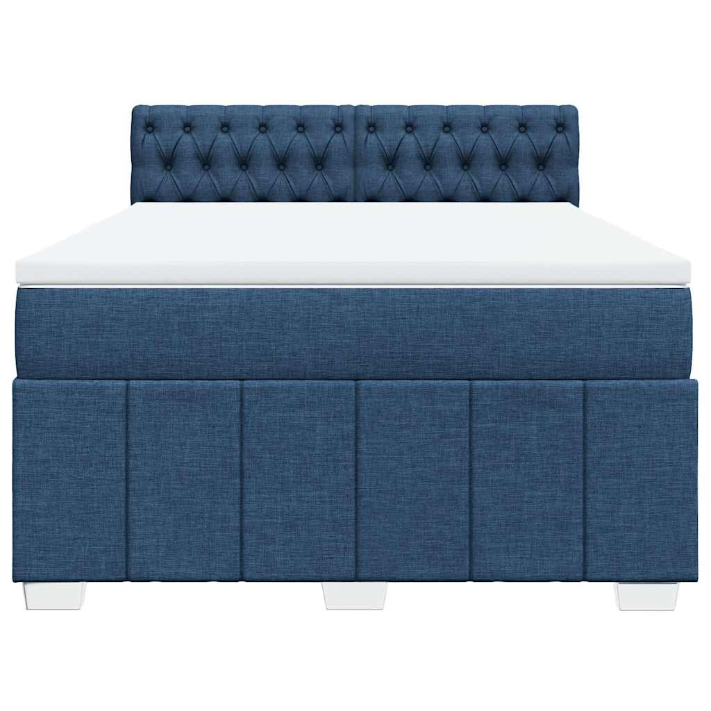 Cama com molas/colchão 140x200 cm tecido azul