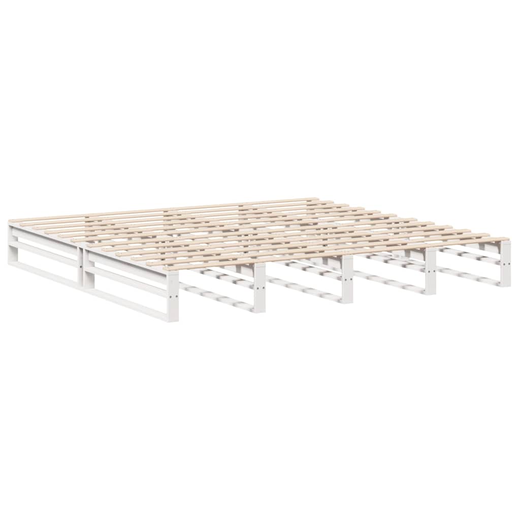 Cama sem colchão 200x200 cm madeira de pinho maciça branco