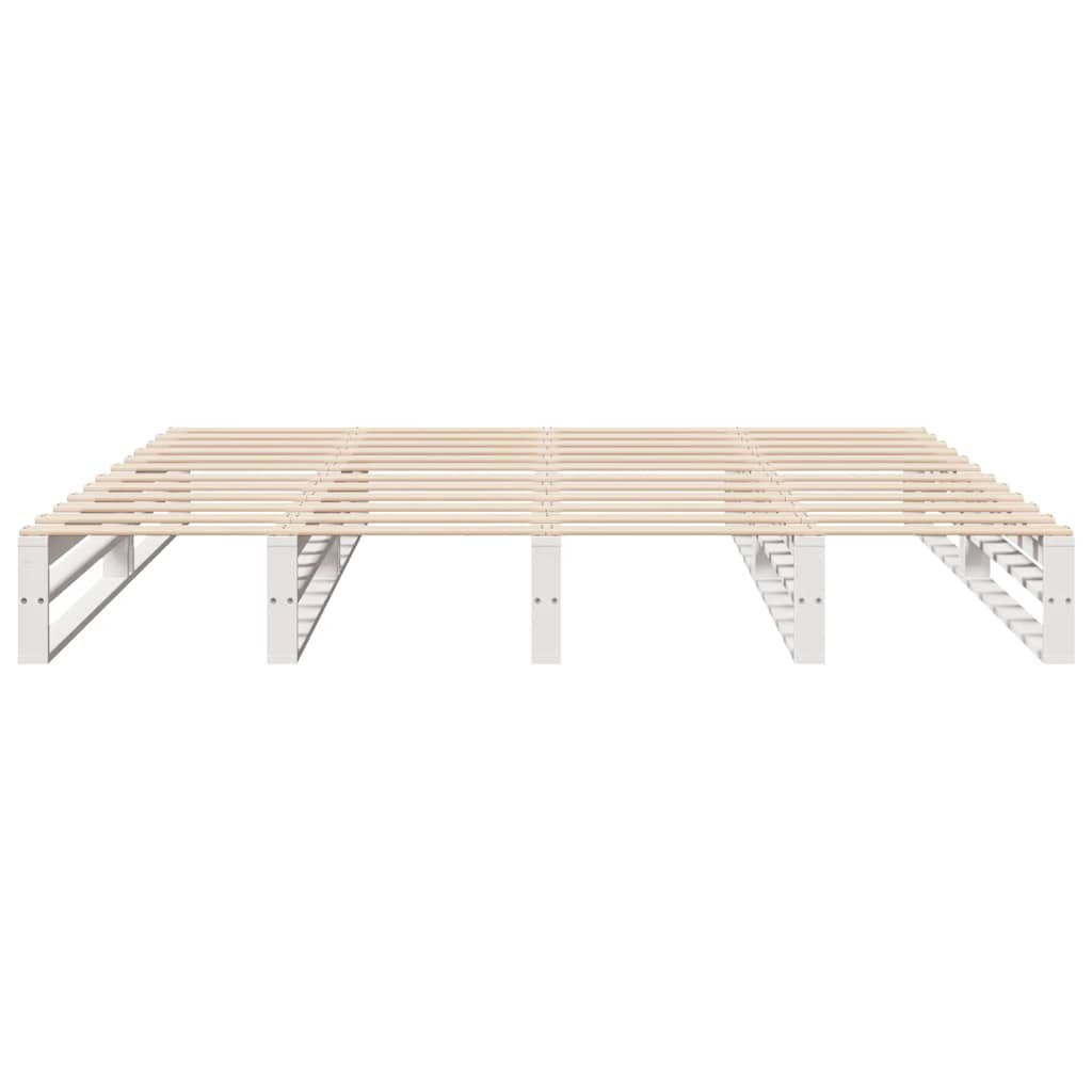 Cama sem colchão 200x200 cm madeira de pinho maciça branco
