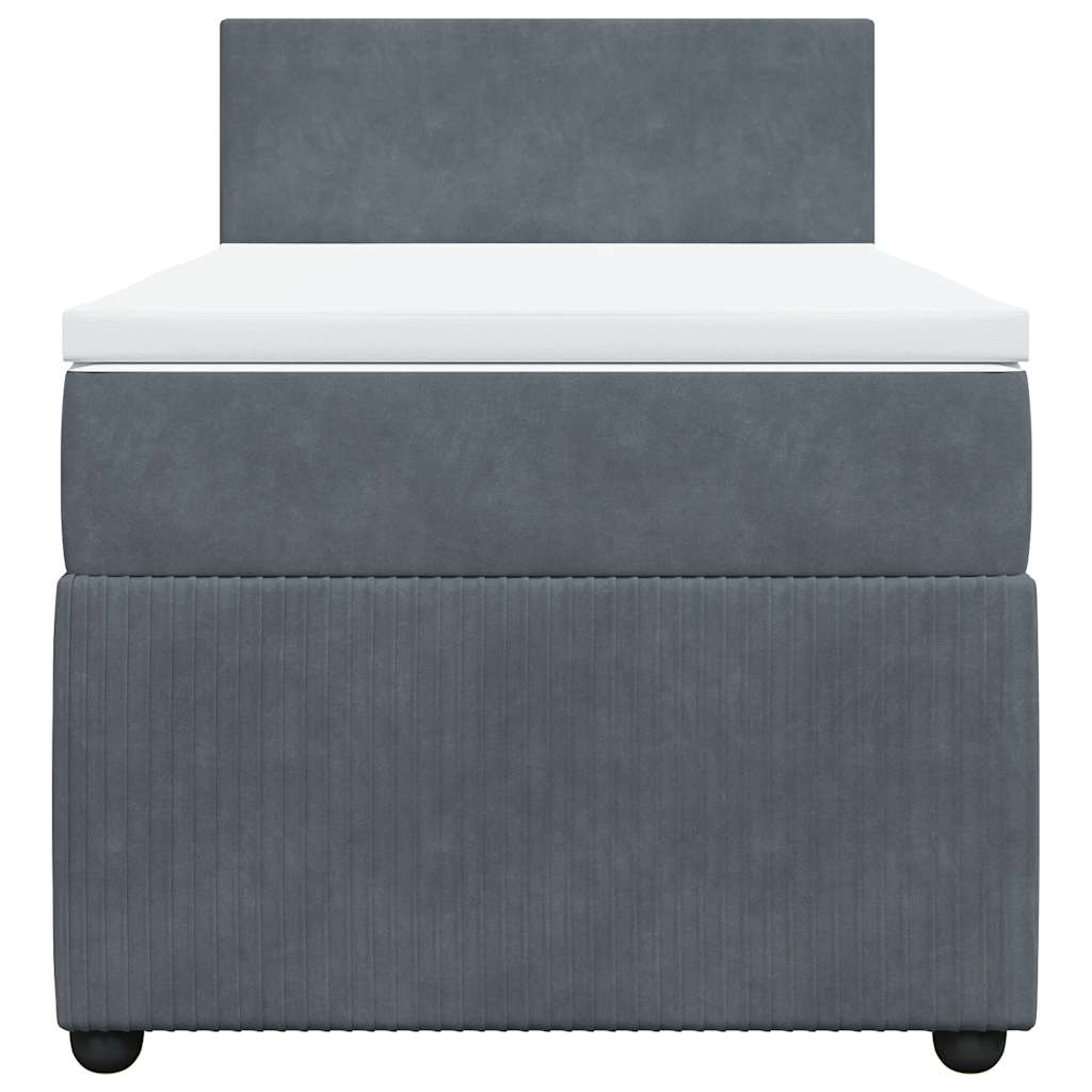 Cama com molas/colchão 90x200 cm veludo cinza-escuro