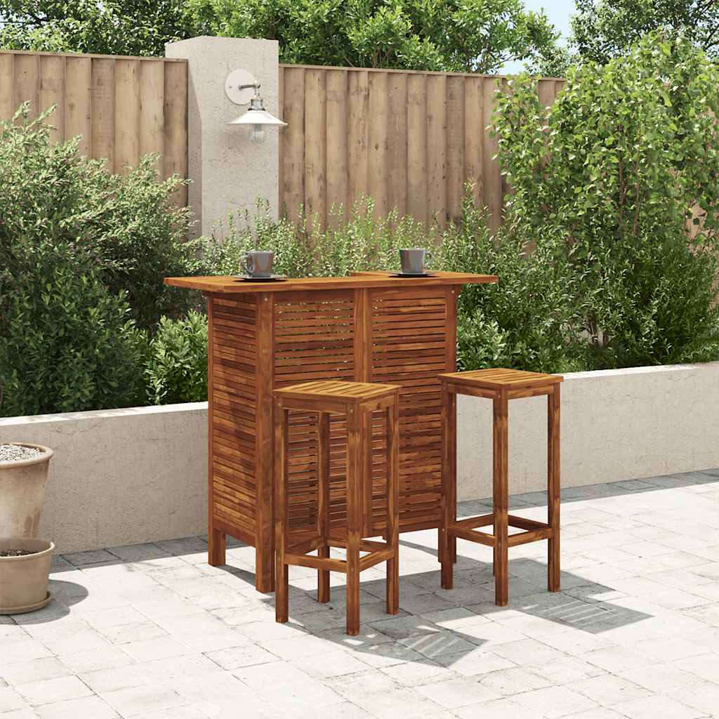 Conjunto mesa e cadeiras de bar 3 pcs madeira de acácia maciça