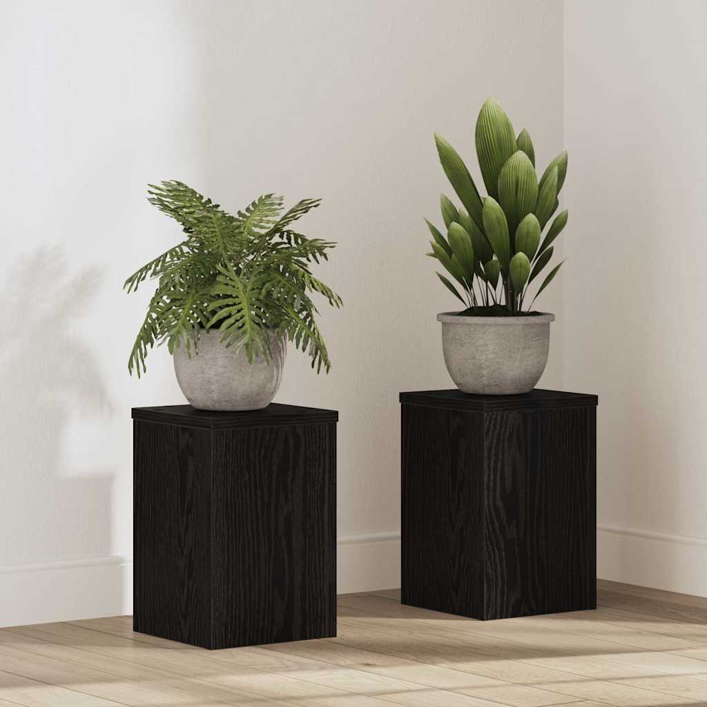 Suporte para plantas 2 unid. carvalho preto 20 x 20 x 30 cm