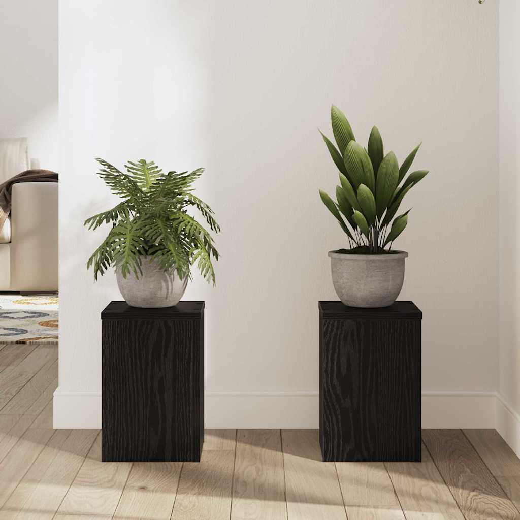 Suporte para plantas 2 unid. carvalho preto 20 x 20 x 30 cm