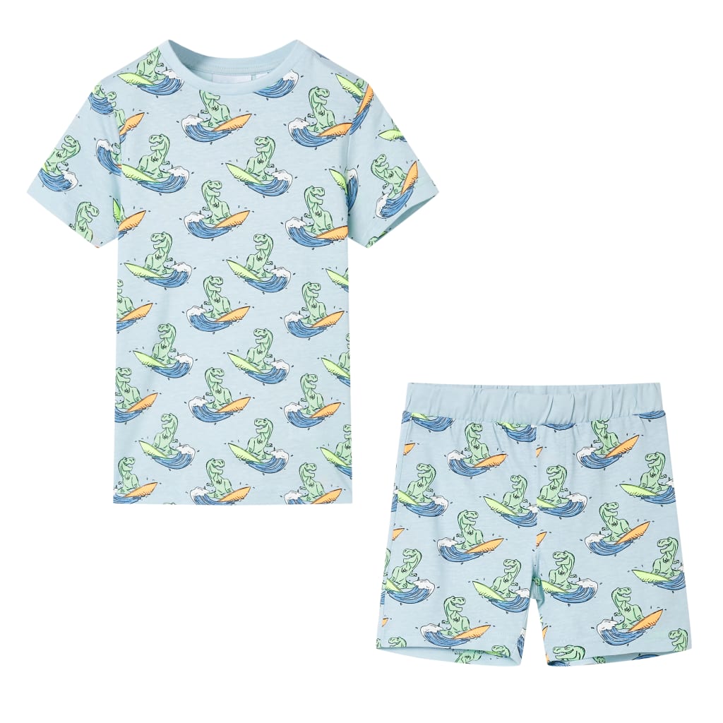 Pijama de manga curta para criança azul-claro 116