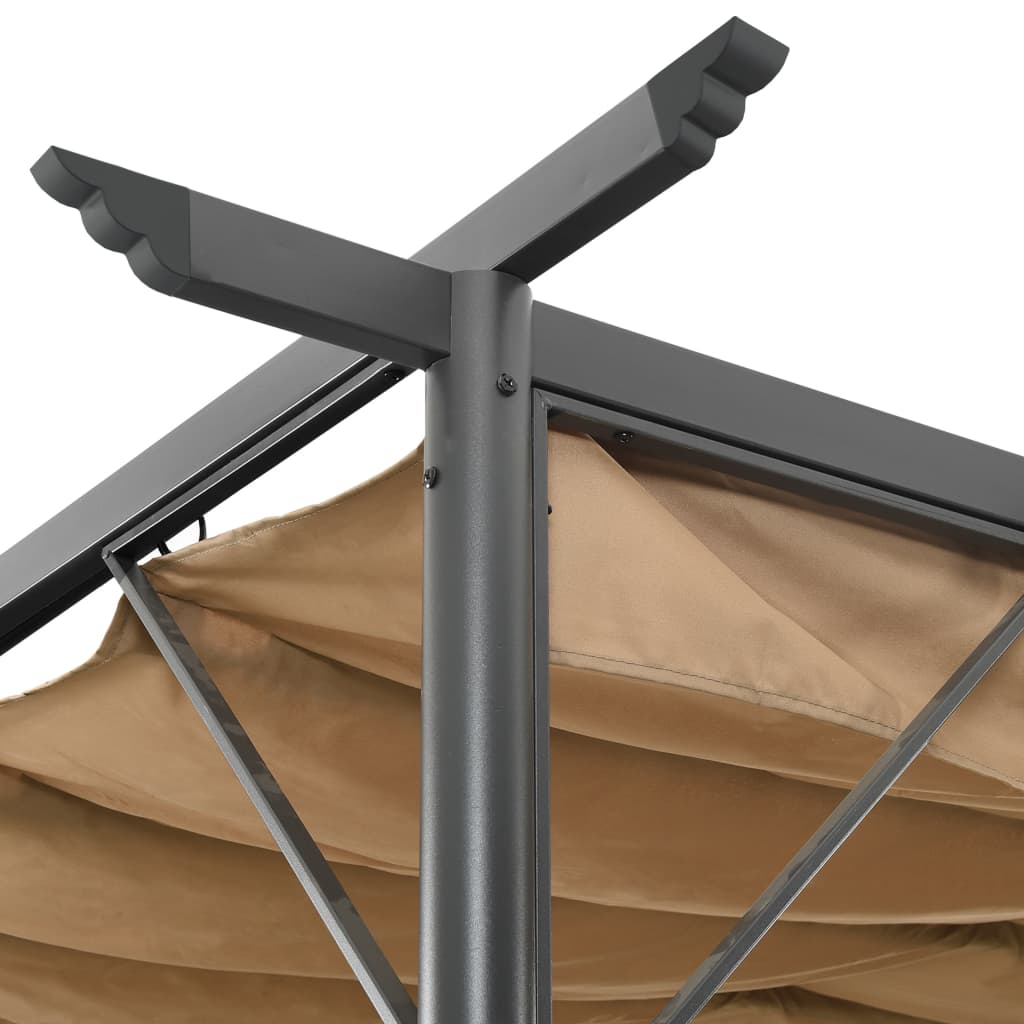 Pérgola com toldo retrátil 3x3 m 180 g/m² aço cinza-acastanhado