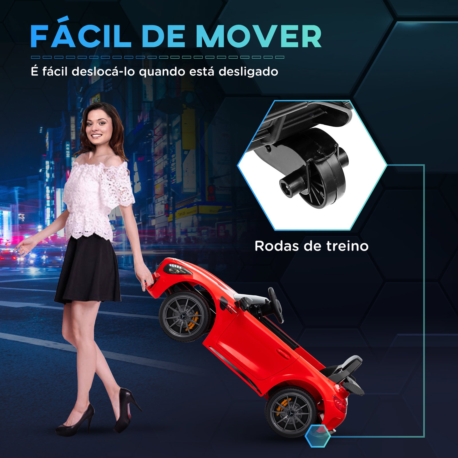 Carro elétrico para crianças carro mercedes-benz amg gtr com bateria 12v faróis buzina e música 108x67x46 cm vermelho