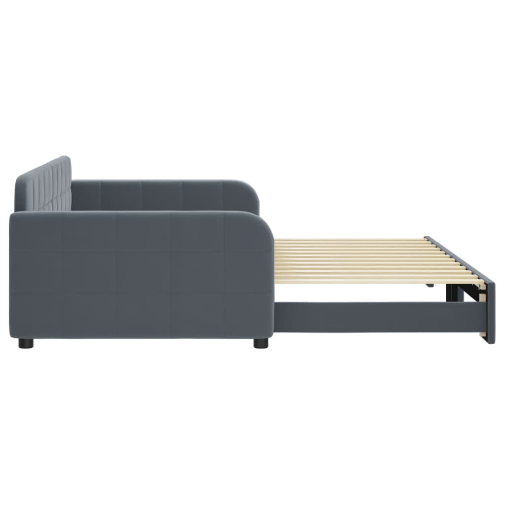 Sofá-cama com gavetão 100x200 cm veludo cinzento-escuro