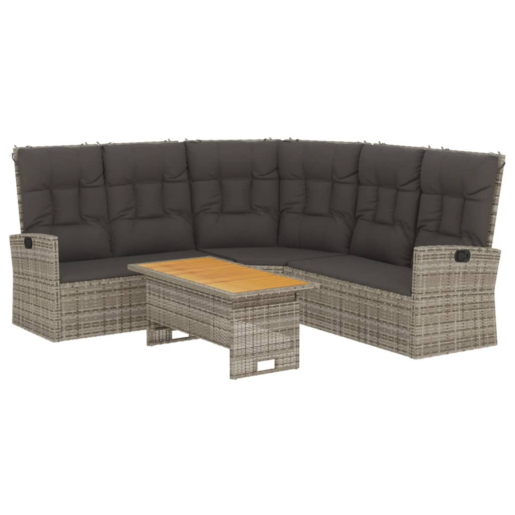 2 Pcs conjunto lounge de jardim c/ almofadões vime PE cinzento