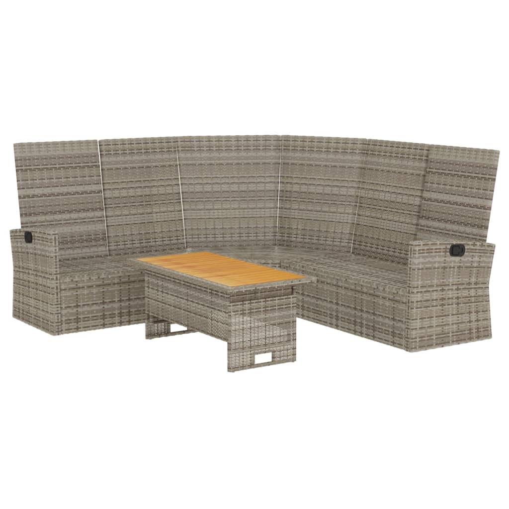 2 Pcs conjunto lounge de jardim c/ almofadões vime PE cinzento