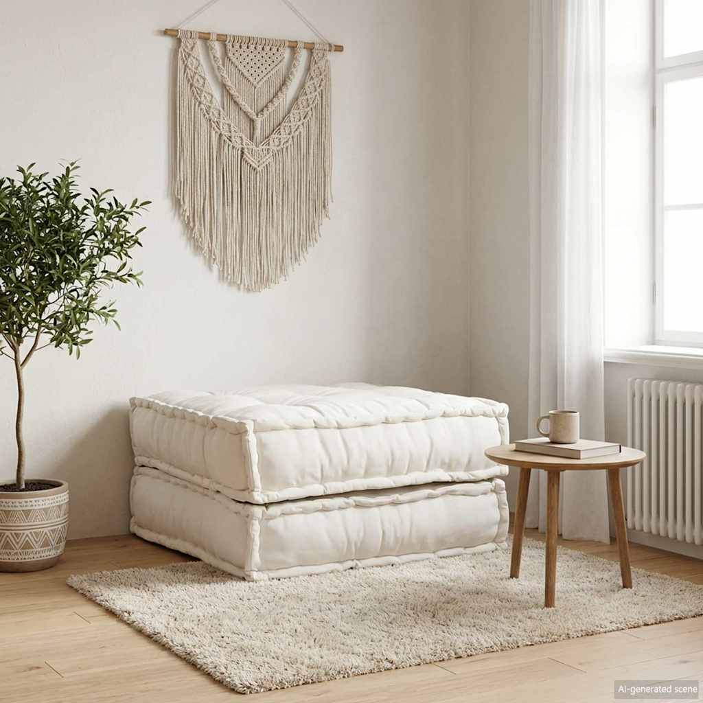 Unidade de sofá modular 70x70x36 cm tecido creme