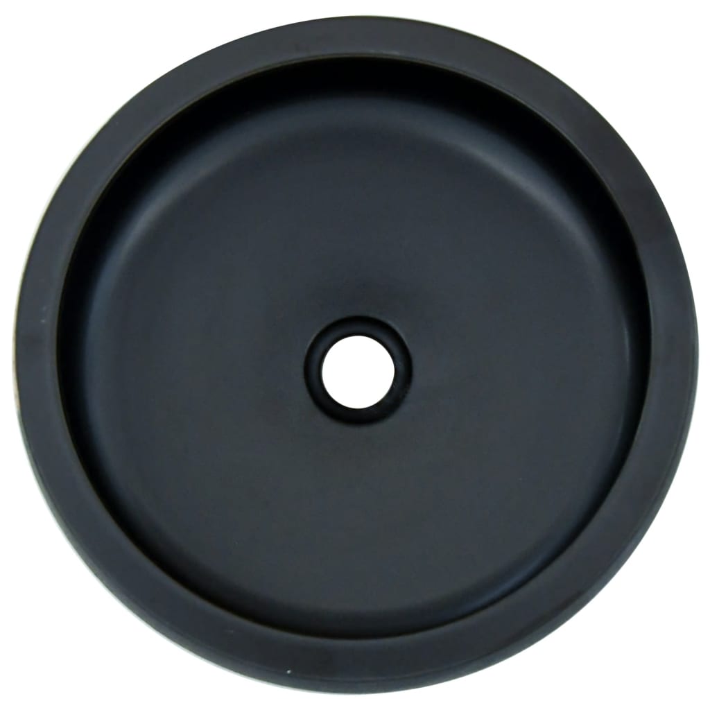Lavatório de bancada redondo φ41x14 cm cerâmica preto e azul