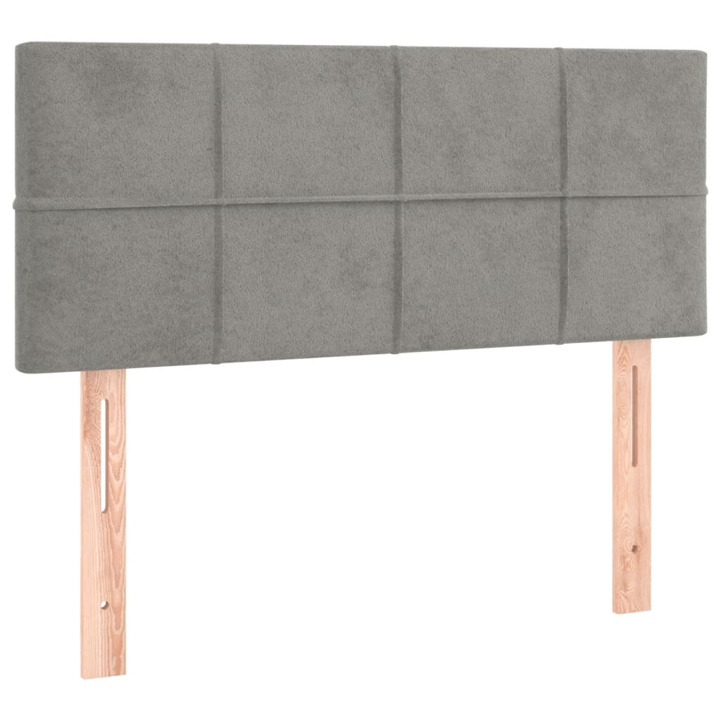 Cabeceira de cama c/ luzes LED tecido 90x5x78/88 cm cinza-claro