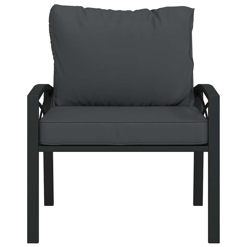 Cadeira de jardim com almofadões cinzentos 68x76x79 cm aço