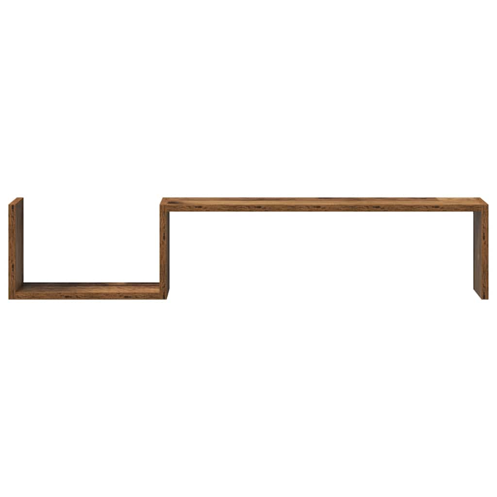 Estantes parede 2 pcs 100x15x20 cm deriv. madeira madeira velha