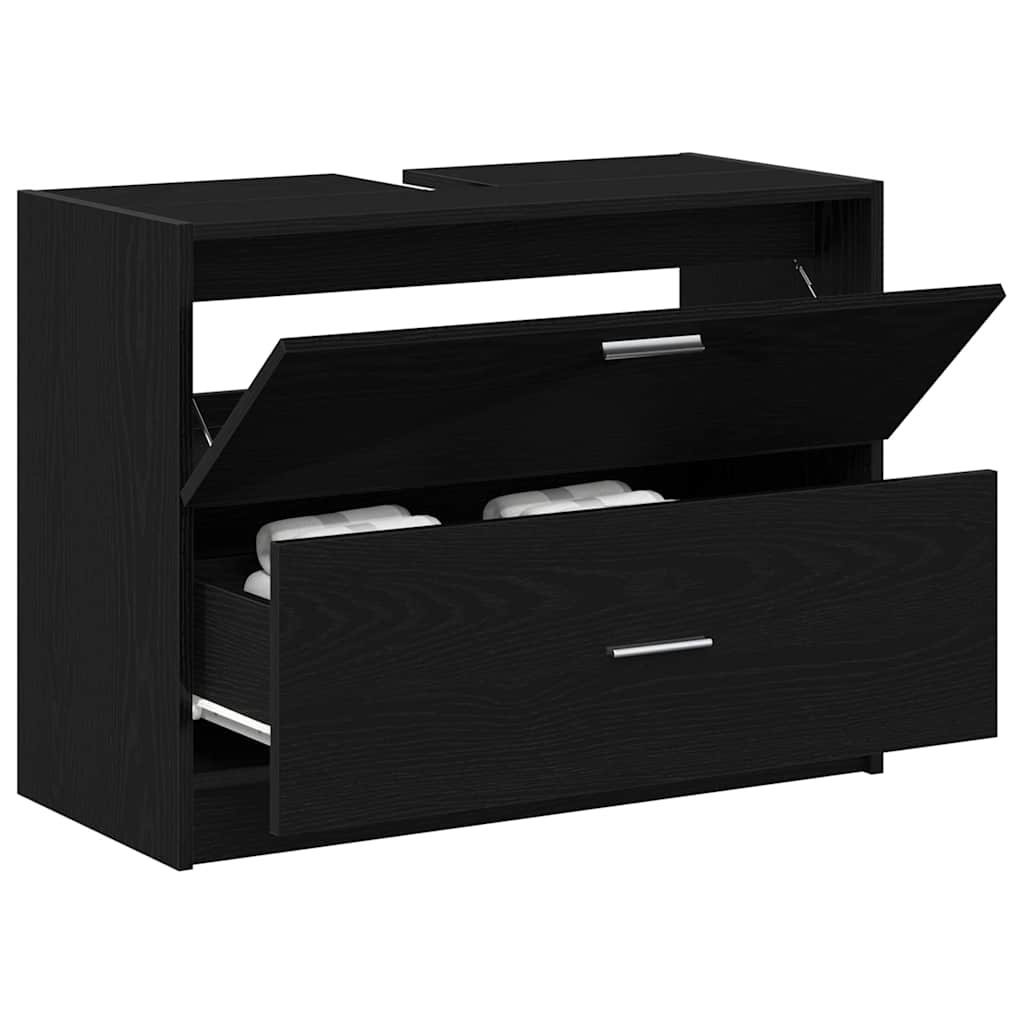 Armário de banheiro carvalho preto 78 x 37 x 59 cm