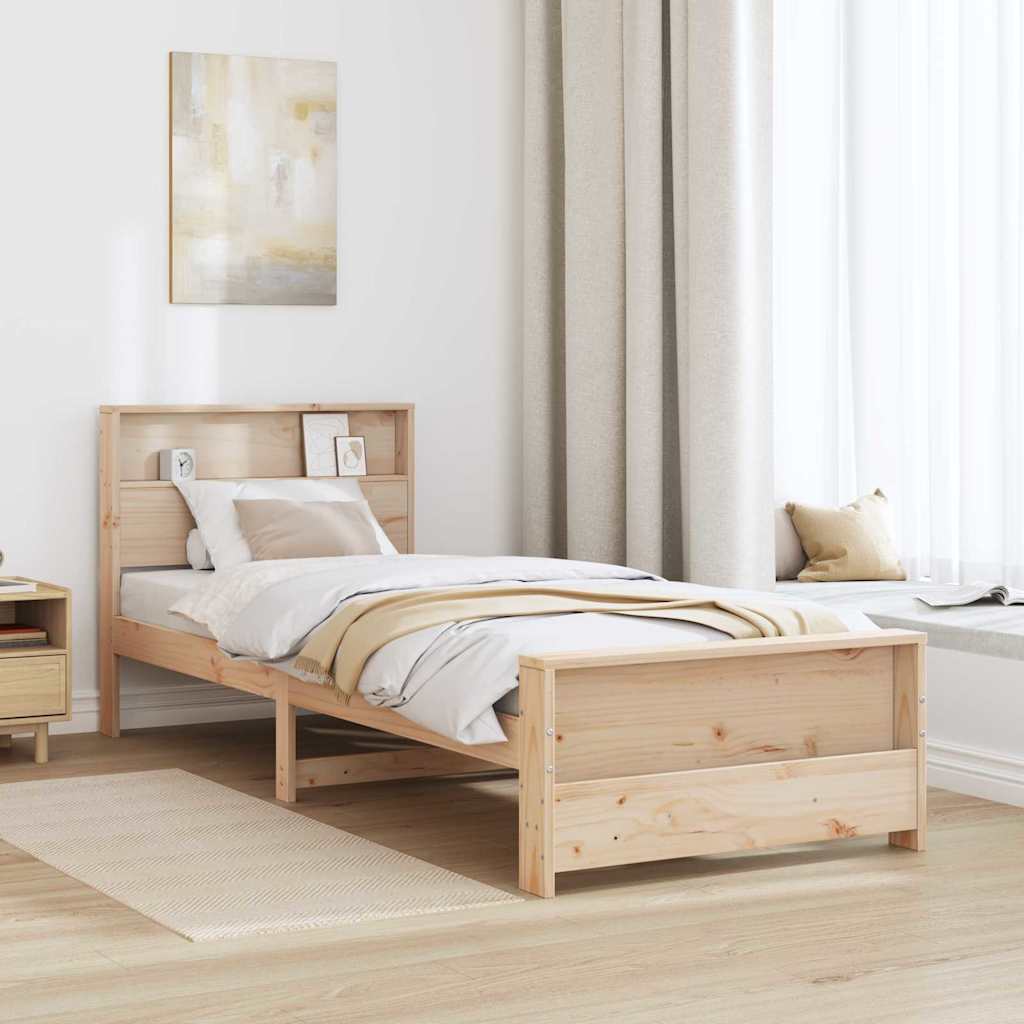 Estrutura da cama castanho 75 x 190 cm madeira processada