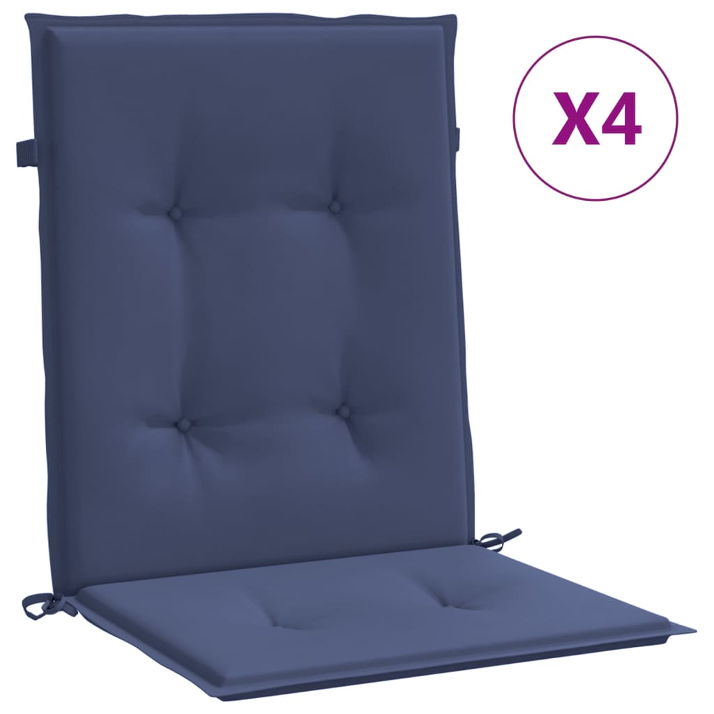 Almofadões p/ cadeira de encosto baixo 4pcs tecido azul-marinho