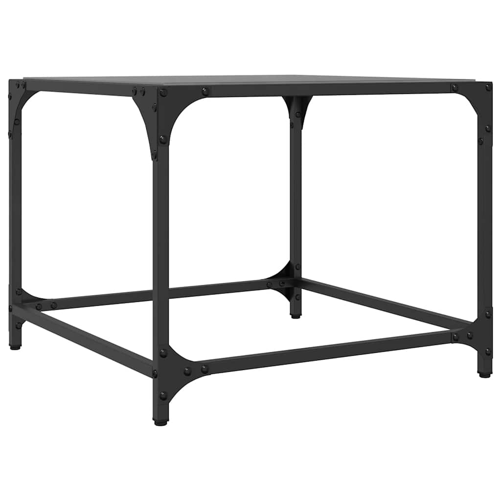 Mesas de centro c/ topo em vidro preto 2 pcs 50x50x40 cm aço