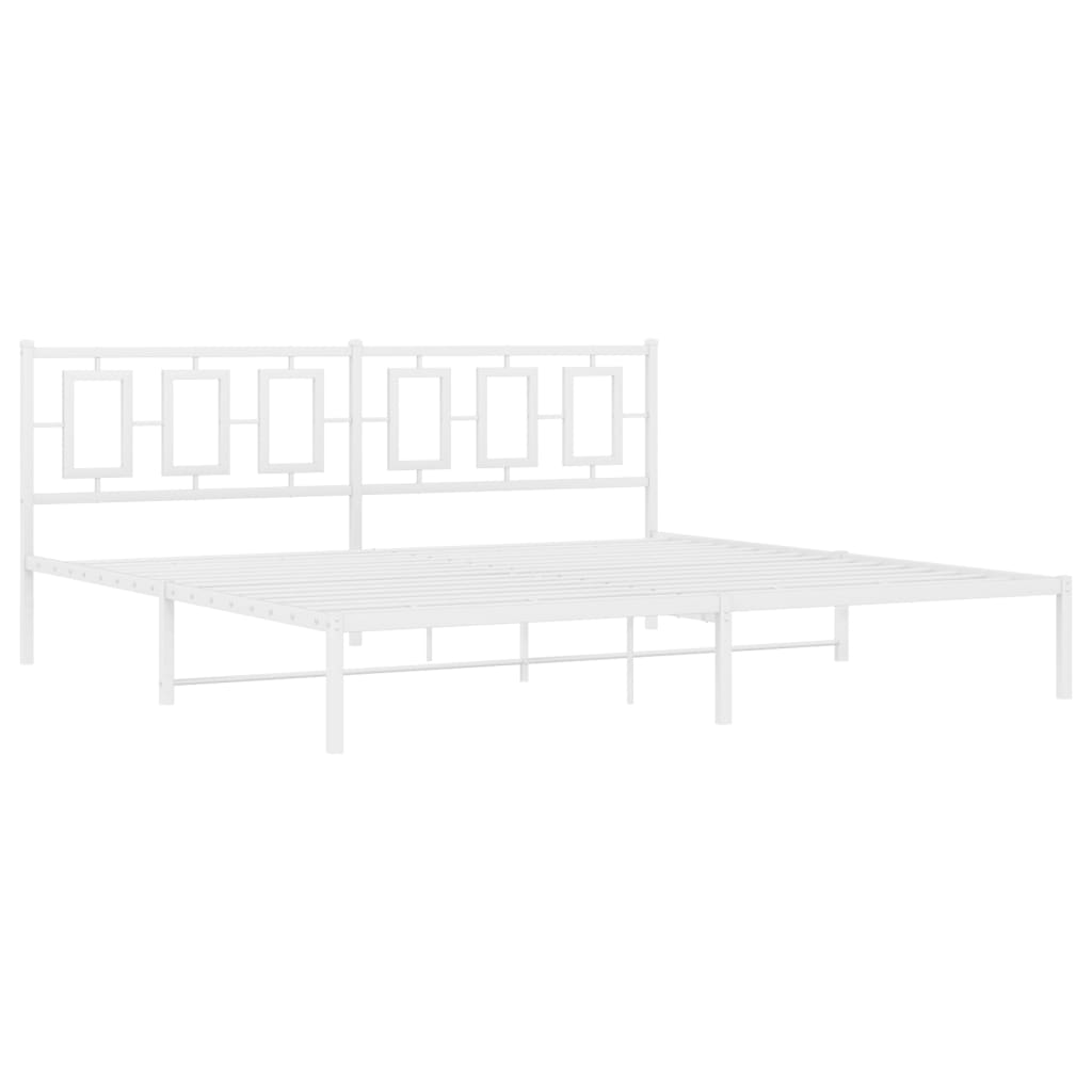 Estrutura de cama com cabeceira 200x200 cm metal branco