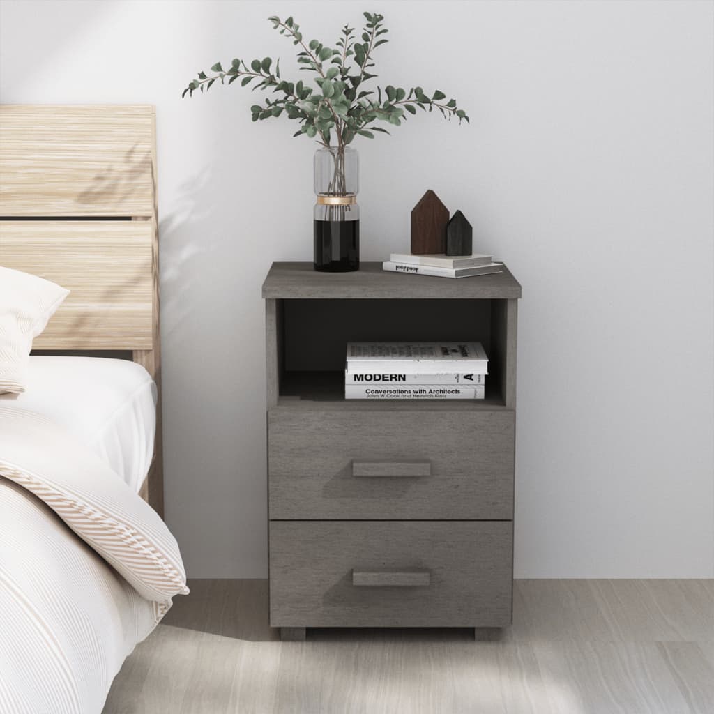 Mesa de cabeceira hamar 40x35x62 cm pinho maciço cinza-claro
