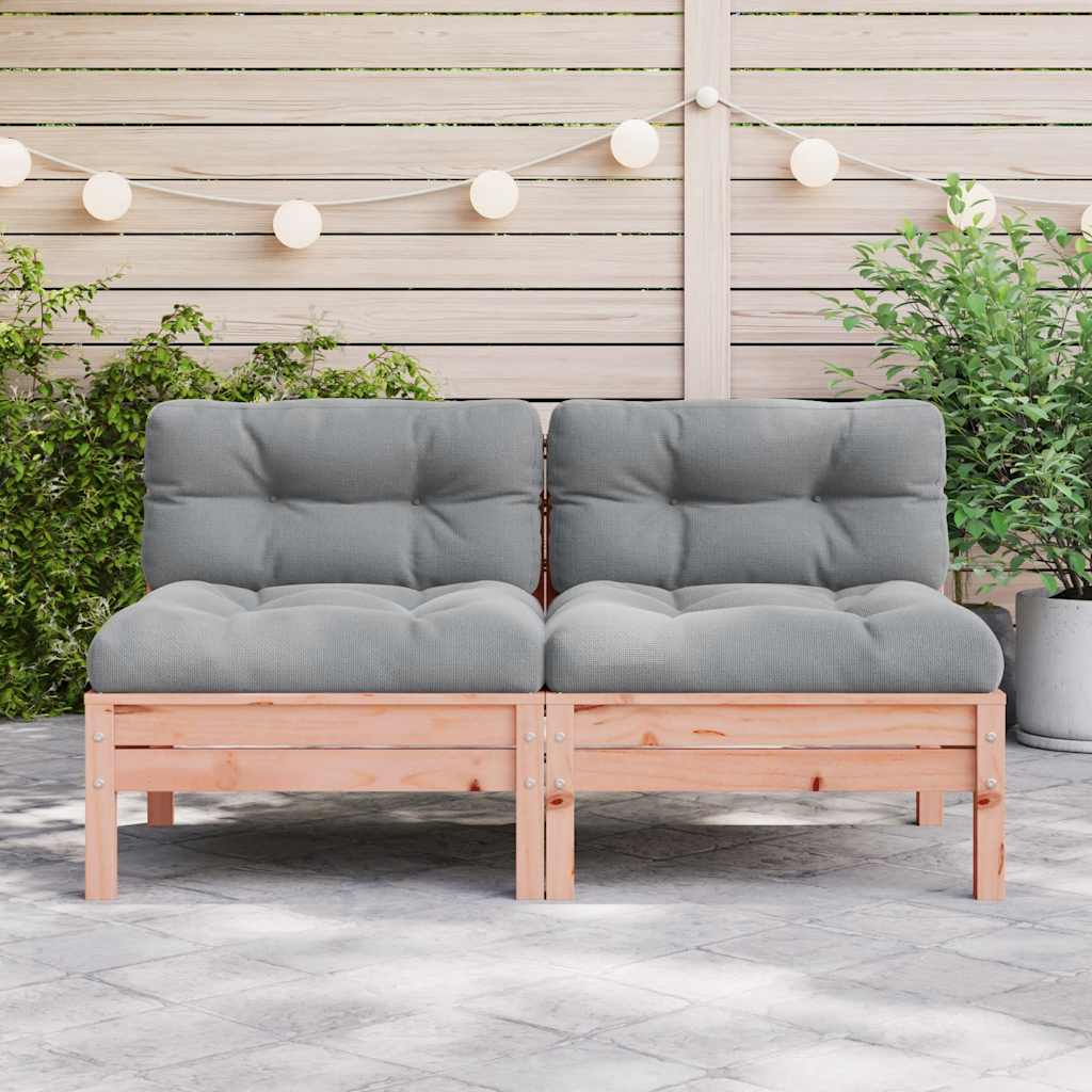 Sofá s/ braços jardim c/ almofadões 2pcs madeira douglas maciça