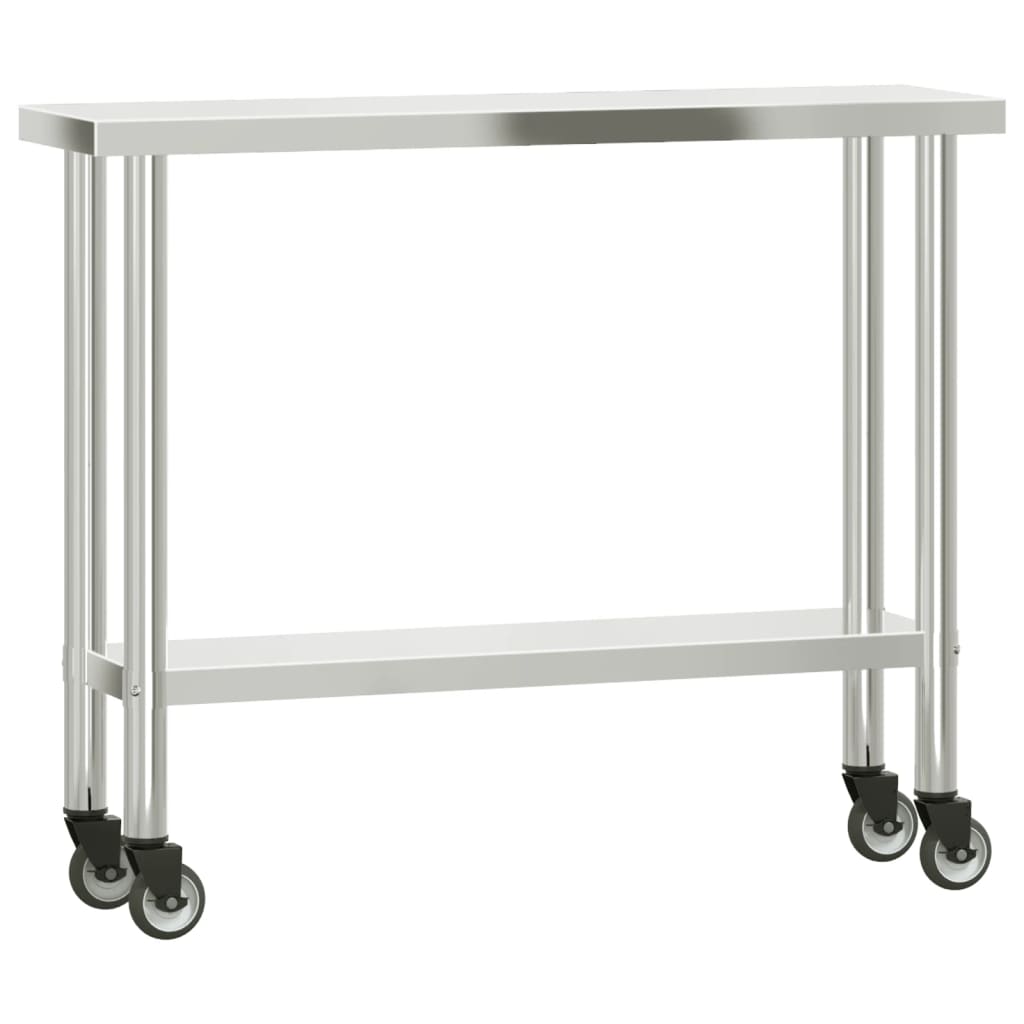 Mesa trabalho cozinha c/ prateleira 110x30x150cm aço inoxidável
