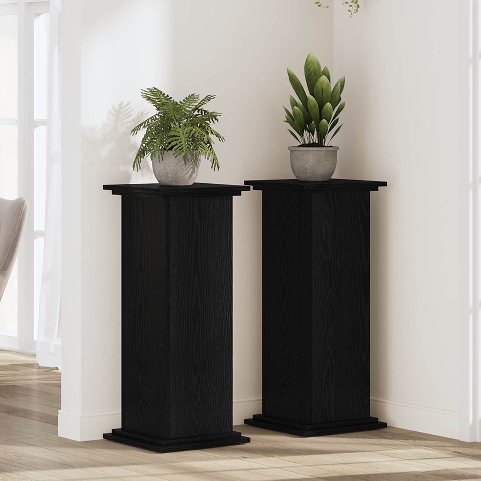 Suporte para plantas carvalho preto 33 x 33 x 80 cm