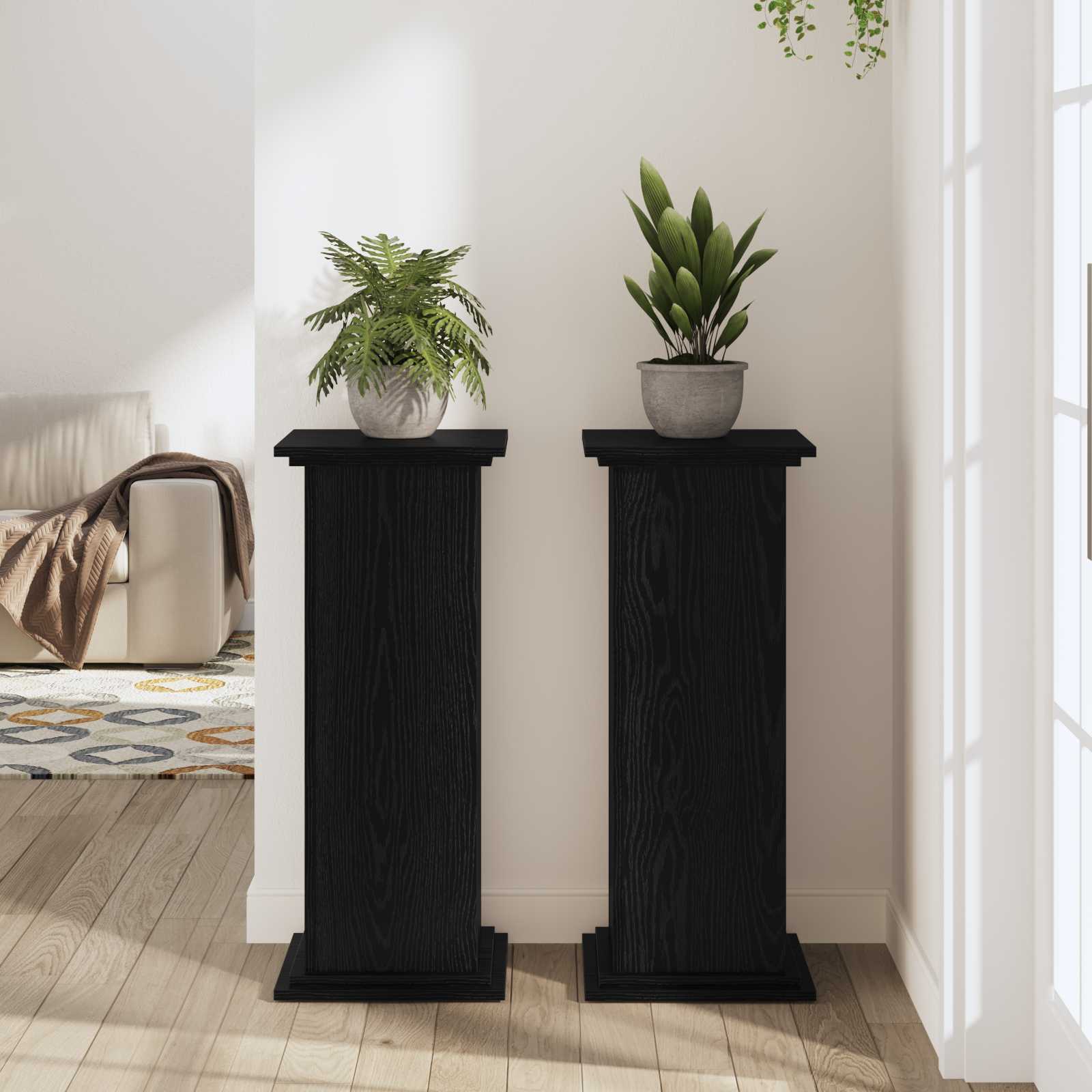 Suporte para plantas carvalho preto 33 x 33 x 80 cm