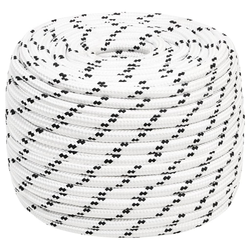 Corda entrançada para barco 14 mm 25 m poliéster branco