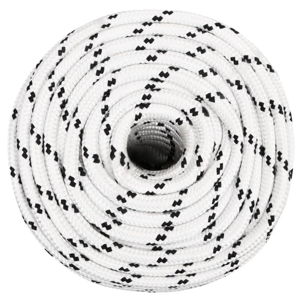 Corda entrançada para barco 14 mm 25 m poliéster branco