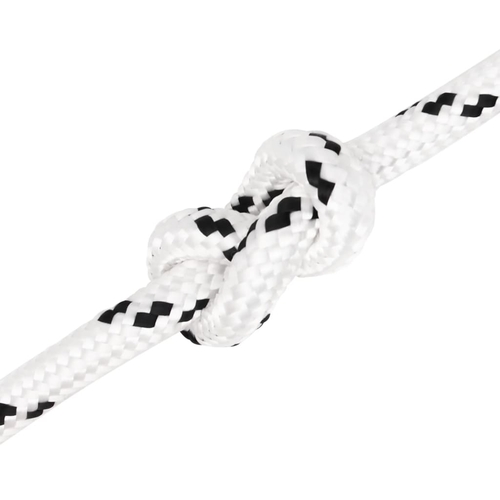 Corda entrançada para barco 14 mm 25 m poliéster branco
