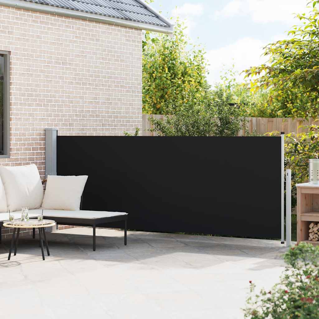 Toldo lateral retrátil para pátio 140x500 cm preto