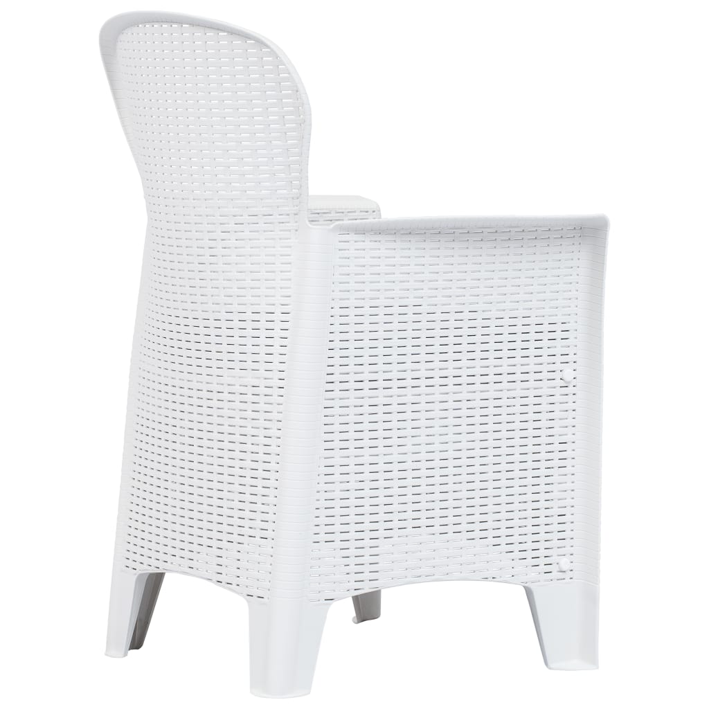 Cadeiras jardim c/ almofadão 2 pcs plástico branco aspeto vime