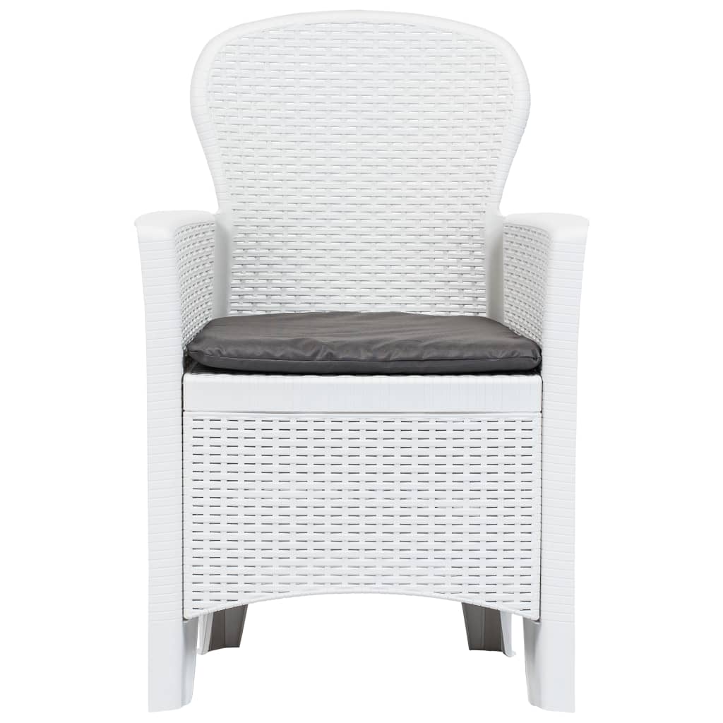 Cadeiras jardim c/ almofadão 2 pcs plástico branco aspeto vime