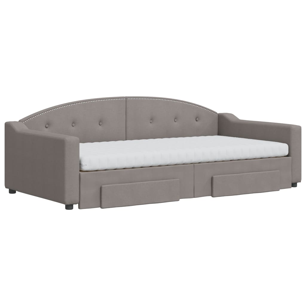 Sofá-cama c/ gavetão/gavetas 100x200cm tecido cinza-acastanhado