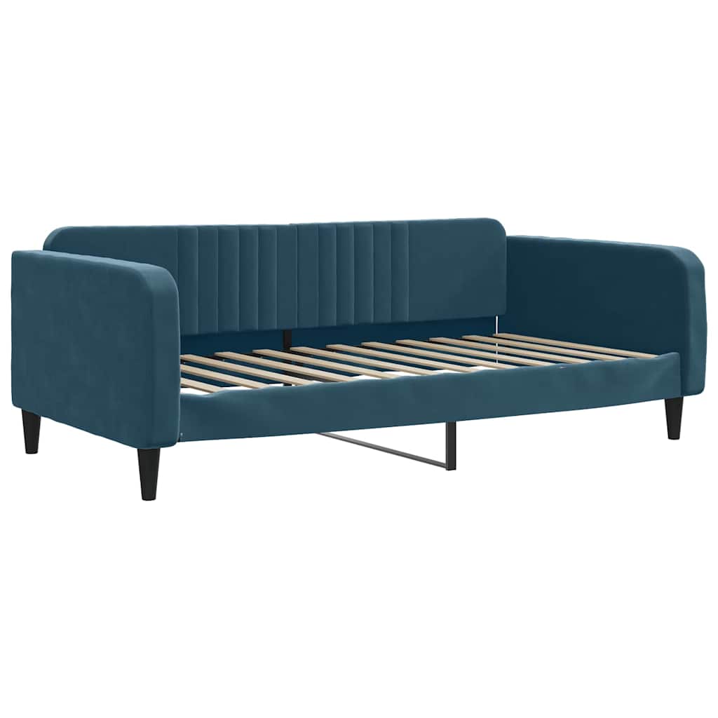 Sofá-cama com gavetão e colchões 100x200 cm veludo azul